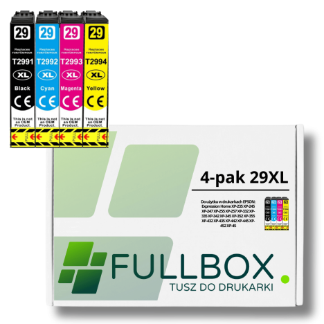 FULLBOX 4-pak TUSZ do EPSON 29XL T2991 T2992 T2993 T2994 Expression Home XP455 XP355