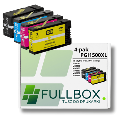 FULLBOX 4-pak Tusz do CANON PGI1500XLBK PGI1500XLC PGI1500XLM PGI1500XLY