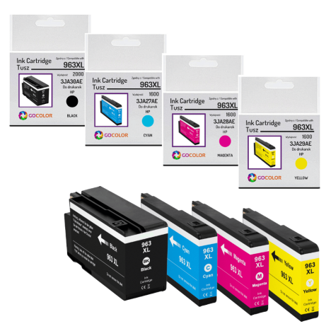 4 X TUSZ do HP 963XL CMYK Zamiennik CHIP anti-upgrade