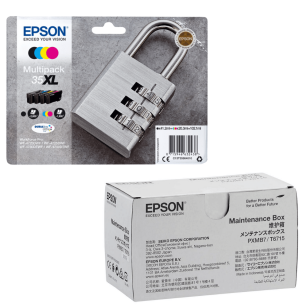 Epson oryginalny tusz 35XL T3596 C13T35964010 + oryginalny pojemnik na zużyty tusz C13T671500 4-pak