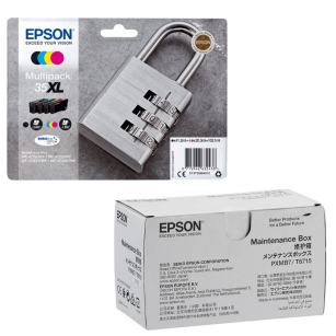 Epson oryginalny tusz 35XL T3596 C13T35964010 + oryginalny pojemnik na zużyty tusz C13T671500 4-pak