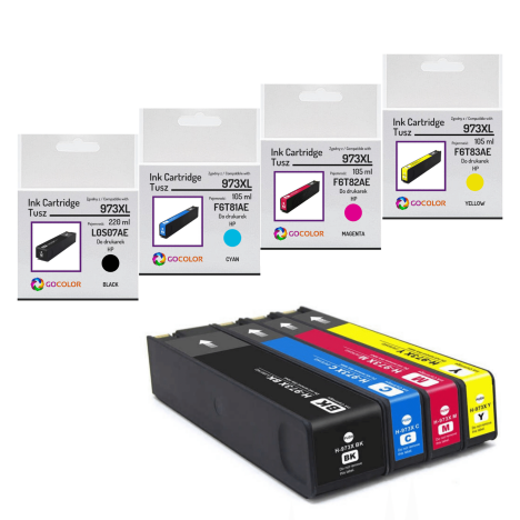 4 X TUSZ do HP 973XL L0S07AE F6T81AE F6T82AE F6T83AE Zamiennik