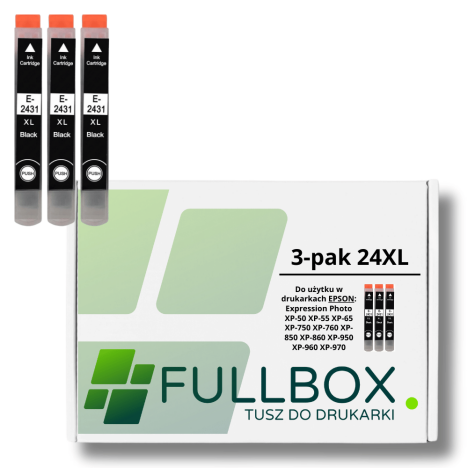 FULLBOX 3-pak TUSZ do EPSON 24XL T2431 Expression Photo XP970 XP960