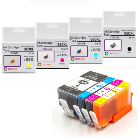 4 X TUSZ do HP 920XL CD975A CD974A CD973A CD972A Zamiennik