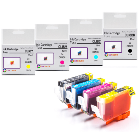 4 X TUSZ do CANON CLI8 CMYK 100 % nowy zamiennik