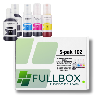 FULLBOX 5-pak tusz do EPSON 102 T03R1 T03R2 T03R3 T03R4 EcoTank ET15000 ET3750