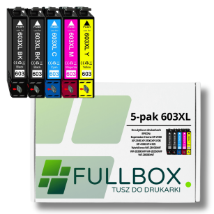 FULLBOX 5-pak TUSZ do EPSON 603XL T03A1 T03A2 T03A3 T03A4 Expression Home XP2105 XP2155