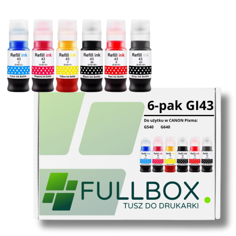FULLBOX 6-pak Tusz do CANON GI43BK GI43C GI43M GI43Y GI43GY GI43R