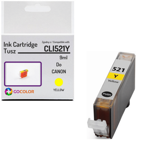 Tusz do CANON CLI521Y 2936B001 Yellow 100 % nowy zamiennik