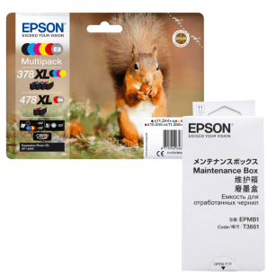 Epson oryginalny tusz 478XL 378XL C13T379D4010 + oryginalny pojemnik na zużyty tusz C13T366100 6-pak