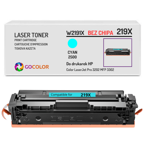 Toner do HP W2191X 219X Color LaserJet Pro MFP 3302 PRO 3202 2,5K cyan BEZ CHIPA