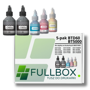 FULLBOX 5-pak TUSZ do BROTHER BTD60 BT5000C BT5000M BT5000Y