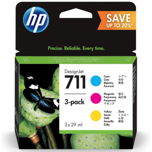 HP oryginalny Tusz P2V32A 711 cyan/magenta/yellow