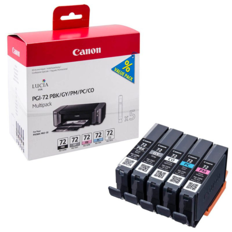 5-pak zestaw Canon oryginalny tusz PGI72 6403B007 PIXMA PRO10S 5x 14.0ml
