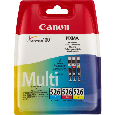 Canon oryginalny tusz CLI526CMY 4541B018 4541B019 4541B009 4541B006 cyan / magenta / yellow 3-pak