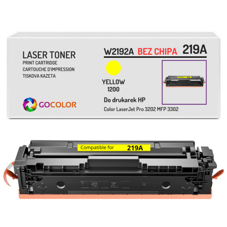 Toner do HP W2192A 219A Color LaserJet Pro MFP 3302 PRO 3202 1,2K yellow BEZ CHIPA