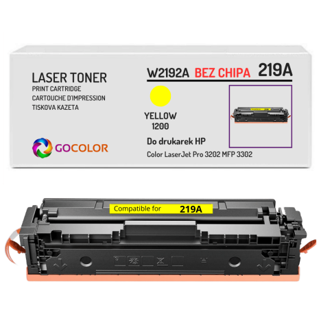 Toner do HP W2192A 219A Color LaserJet Pro MFP 3302 PRO 3202 1,2K yellow BEZ CHIPA