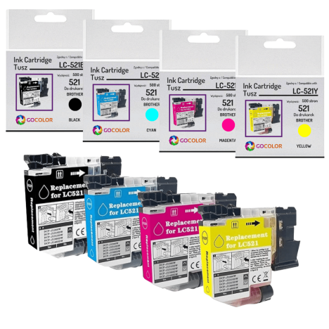 4 X Tusz do BROTHER LC521 DCP-J1310DW DCP-J1260DW CMYK zamiennik