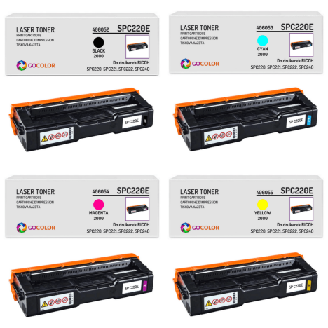 4 X TONER do RICOH SPC220E 406052 406053 406054 406055 zamiennik