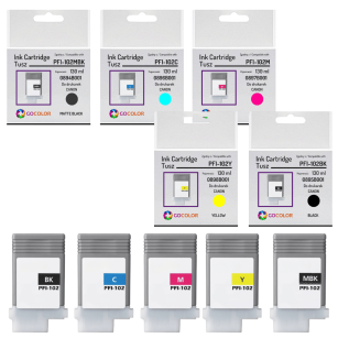 5 x Tusz do CANON PFI102 imagePROGRAF IPF500 IPF600 zamiennik