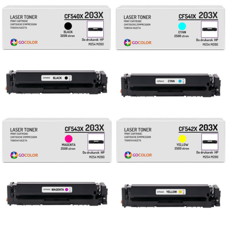 4 X TONER do HP CF540X CF541X CF542X CF543X 203X Zamiennik