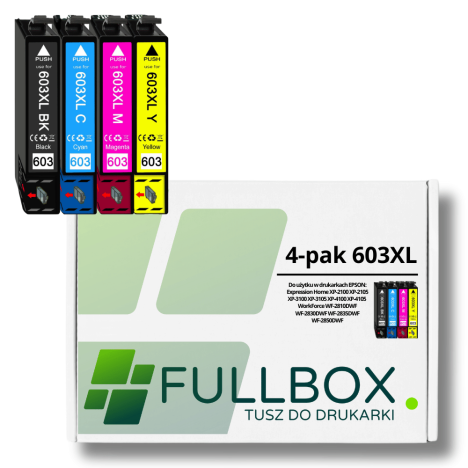 FULLBOX 4-pak tusz do EPSON 603XL T03A1 T03A2 T03A3 T03A4 WorkForce WF2850 WF2830