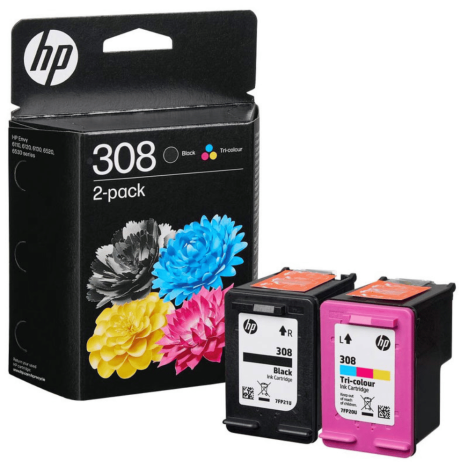 HP oryginalny Tusz 6L6S6UE 308 2-pak czarny / kolorowy