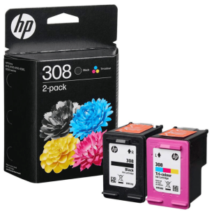 HP oryginalny Tusz 6L6S6UE 308 2-pak czarny / kolorowy