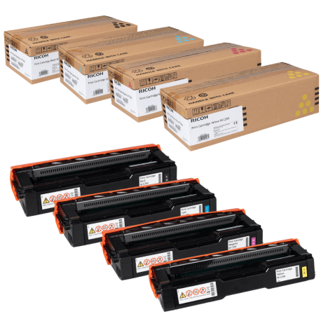 Ricoh oryginalny toner MC250 408352 408353 408354 408355 MC250FWB PC300W CMYK 4x 2.3K 4-pak