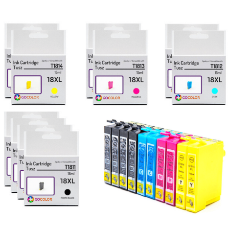 10 X TUSZ do EPSON T1811 T1812 T1813 T1814 18XL zamiennik 