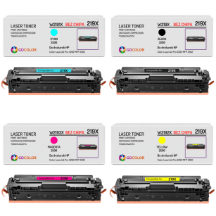 4 X TONER do HP 219X W2190X W2191X W2192X W2193X Color LaserJet Pro MFP 3302 PRO 3202 BEZ CHIPA