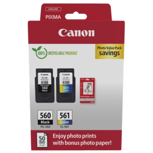 Canon oryginalny Tusz PG560 + CL561 + papier GP501 50ark. 10x15cm 3713C008 2-pak 7.5/8.3ml