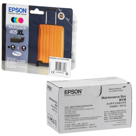 Epson oryginalny tusz 405XL T05H6 C13T05H64010 + oryginalny pojemnik na zużyty tusz C13T671500 4-pak