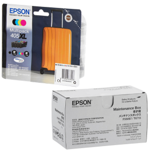 Epson oryginalny tusz 405XL T05H6 C13T05H64010 + oryginalny pojemnik na zużyty tusz C13T671500 4-pak