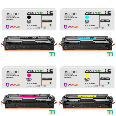 4 X TONER do HP 219X W2190X W2191X W2192X W2193X Color LaserJet Pro MFP 3302 PRO 3202 Z CHIPEM