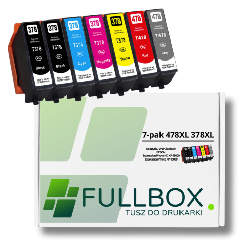 FULLBOX 7-pak tusz do EPSON 478XL 378XL T04F5 T04F6 T3791 T3792 T3793 T3794 Expression Photo XP15000