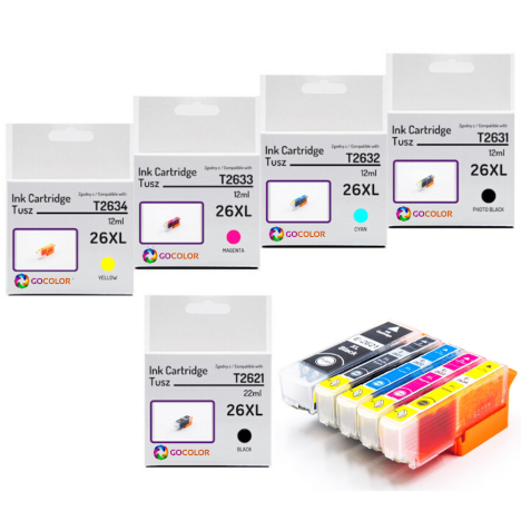 5 X TUSZ do EPSON T2621 T2631 T2632 T2633 T2634 26XL zamiennik