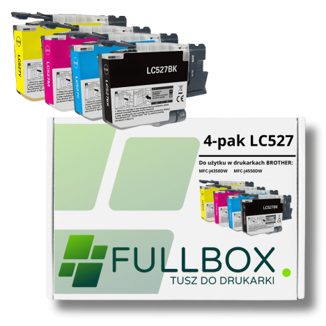 FULLBOX 4-pak TUSZ do BROTHER LC527BK LC527C LC527M LC527Y