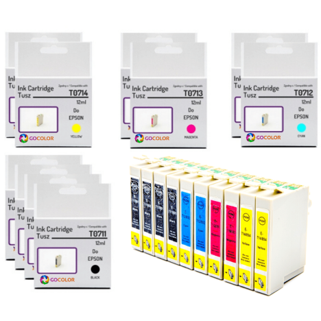 10 X TUSZ do EPSON T0711 T0712 T0713 T0714 zamiennik 
