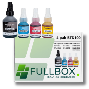 FULLBOX 4-pak TUSZ do BROTHER BTD100BK BTD100C BTD100M BTD100Y