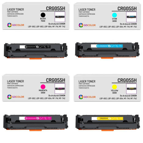 4 X TONER do CANON CRG055HK CRG055HC CRG055HM CRG055HY zamiennik bez CHIPA