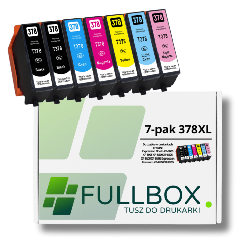 FULLBOX 7-pak TUSZ do EPSON 378XL T3791 T3792 T3793 T3794 T3795 T3796 Expression Photo XP8600