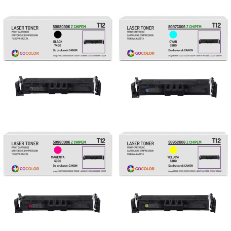 4 X TONER do CANON T12 imageFORCE C1333 CMYK z CHIPEM zamiennik 7.4K/3x5.3K