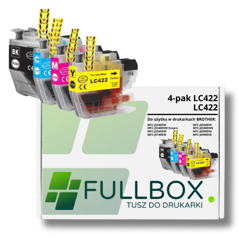 FULLBOX 4-pak TUSZ do BROTHER LC422BK LC422C LC422M LC422Y
