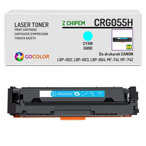 Toner do CANON CRG055H 3019C002 iSENSYS MF743Cdw MF744Cdw Cyan z CHIPEM zamiennik 5.9K
