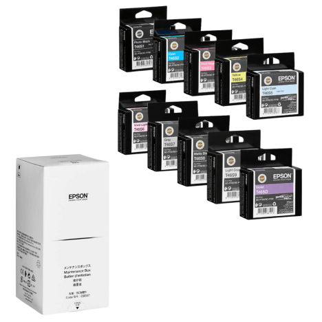 Epson oryginalny tusz T46S SureColor SCP700 + oryginalny pojemnik na zużyty tusz C12C935711 10-pak 