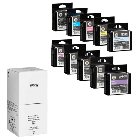 Epson oryginalny tusz T46S SureColor SCP700 + oryginalny pojemnik na zużyty tusz C12C935711 10-pak 