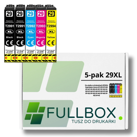 FULLBOX 5-pak TUSZ do EPSON 29XL T2991 T2992 T2993 T2994 Expression Home XP245 XP255