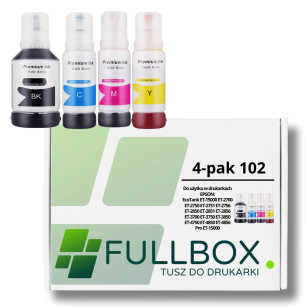 FULLBOX 4-pak tusz do EPSON 102 T03R1 T03R2 T03R3 T03R4 EcoTank ET2700 ET2750
