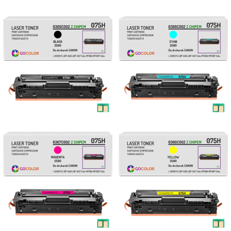 4-pak Toner do CANON 075H i-SENSYS LBP-646Cdw LBP-647Cdw CMYK Zamiennik 3.5K/3x2.5K Z CHIPEM